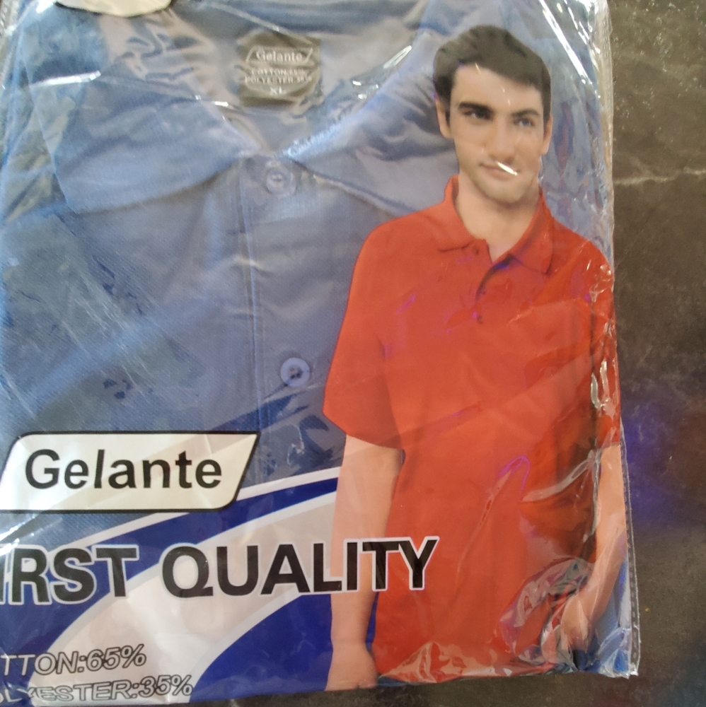 Mens Blue Cotton Polo